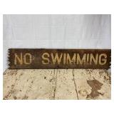 No Swimming DNR Single Sided Wood Sign