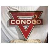 Conoco  Porcelain Pole Sign with original Ring