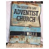7th Day Adventist Church Painted Metal Sign