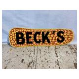 Becks Seed Corn Ear Painted Metal Sign