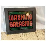 Reverse Painted Glass Washing and Greasing Sign