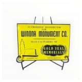 Winona Monument Company Painted Metal Sign