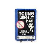 Young Lungs at Play NO SMOKING Painted Metal Sign