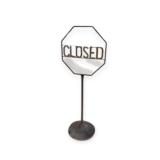 Metal Closed Sign On Pedestal Stand