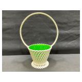 Vintage White Woven Lattice Basket with Insert