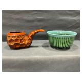 Hull Bowl and Inarco Brown Ceramic Pipe Planter