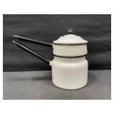 White Enamelware Double Boiler