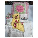 Embroidered Napkins & Crocheted Pillow