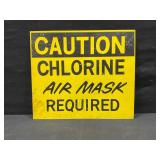 Caution Chlorine Air Mask Required Metal Sign