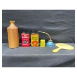 Oil Can, Weedone, Liquid Wrench, Tea Tin, Mirror