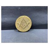 Brass Masonic Square and Compasses Medallion