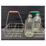 Wire Milk Carrier & Milk Bottles