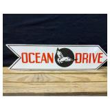 Ocean Drive Powdered Coat Porcelain Sign