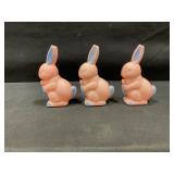 Rosbro Pink Plastic Bunny Figures Lot of 3