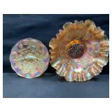 Fenton Marigold Bowl & Fenton Peacock Platter