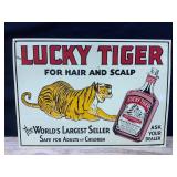 Lucky Tiger Shampoo Metal Embossed Sign