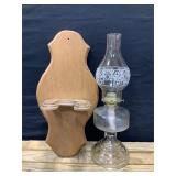 Kerosene Lamp and Wood Wall Mount