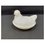Hazel-Atlas Milk Glass Hen on Nest