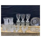 Imperial Glass and Etched Wine Glasses