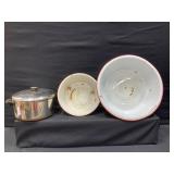 Revere Ware 6 QT Pot and 2 Ceramic Pots