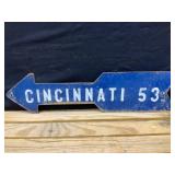 Cincinnati Metal Arrow Sign