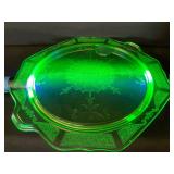 Uranium Glass Footed Plate