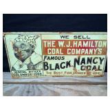 Black Nancy Coal Metal Sign