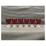 Ruby Red Footed Glasses Lot of 6