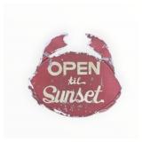 Open til Sunset Crab Metal Sign