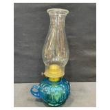 Moon and Stars Blue Glass Oil Lamp