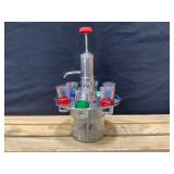 Revolving Liquor Pump Dispenser with Glasses