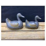 Pewter Duck Lidded Trinket Boxes (2)