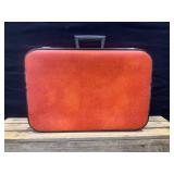 Vintage Orange Hard Sided Vinyl Suitcase