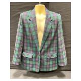Plaid One Button Blazer