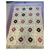 Crochet Blanket w/ Pink, Purple, & Brown Flowers