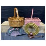 Vintage Lot of Baskets, Fan, & Antenna