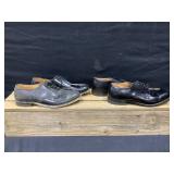 Black Leather Military-Style Oxford Service Shoes