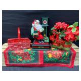 Vintage Christmas Linens, Santa, Baskets, & Flower