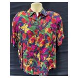Floral Short Sleeve Button Up Blouse