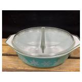 Pyrex Snowflake Turquoise Casserole Dish/Lid