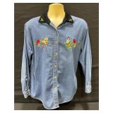 Demin Christmas Blouse w/ Colored Collar