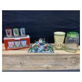 Christmas Candle Holders, Mug, and Glass Jar