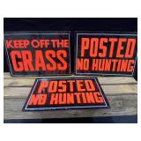 No Hunting & Keep off Grass Metal Signs