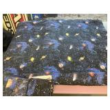 Space Bedspread w/ Skirt, Pillow cases, & Sheets