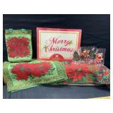 Christmas Cutting Board, Place Mats, & Glasses