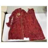 Vintage Red Brocade Silk Pajama Set