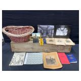 Basket, Black and White Photos, Stamps, Ribbons