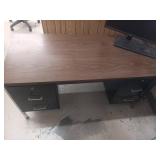 Metal Desk With Wood Grain Top