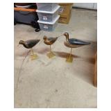 3 Wooden Shorebird Sculptures