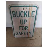 Metal Buckle Up For Safety Sign